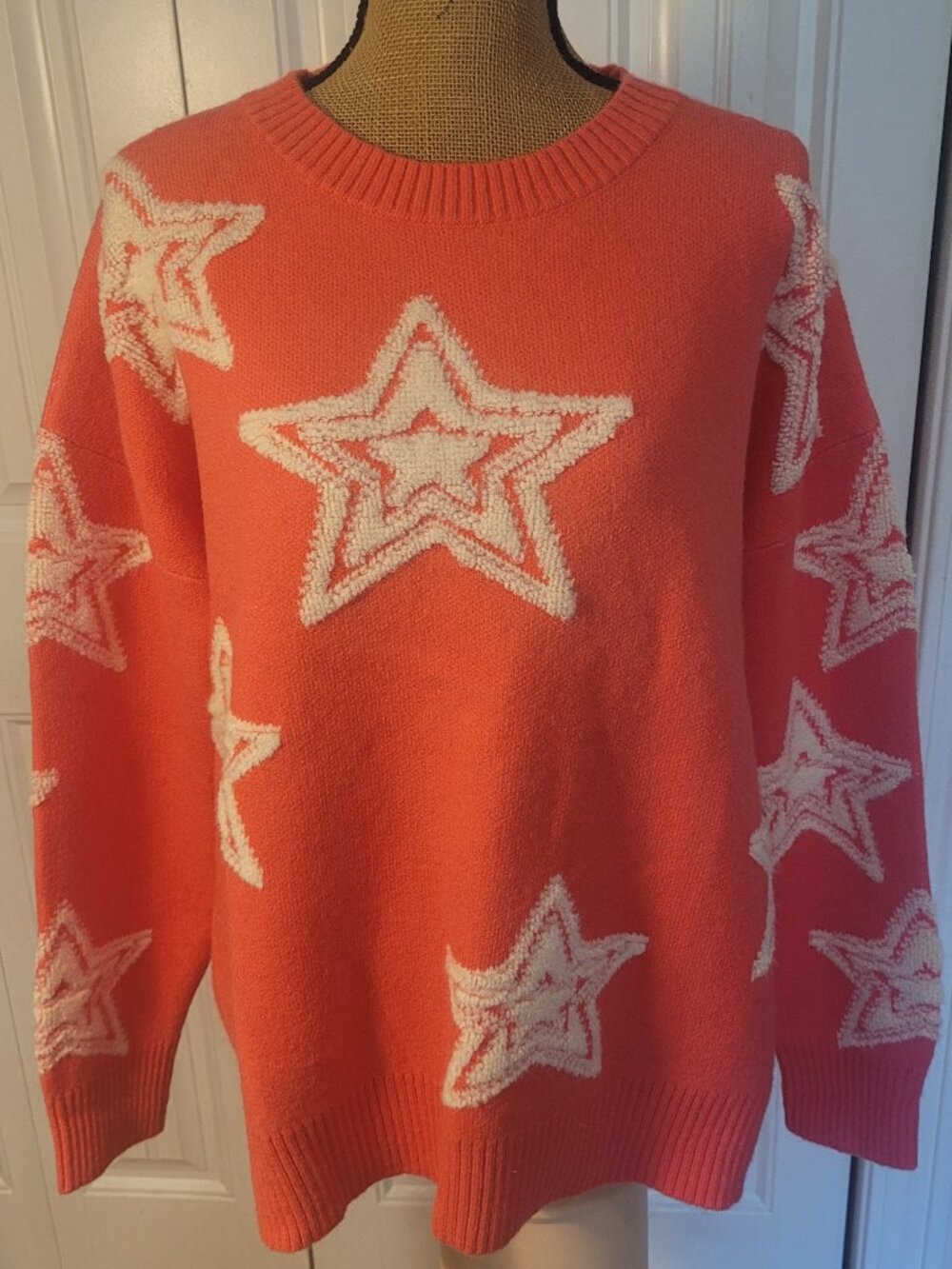 FANTASTIC FAWN Star Sweater in Coralish/Pink, SOFT, NWT, S (Oversized Fit)